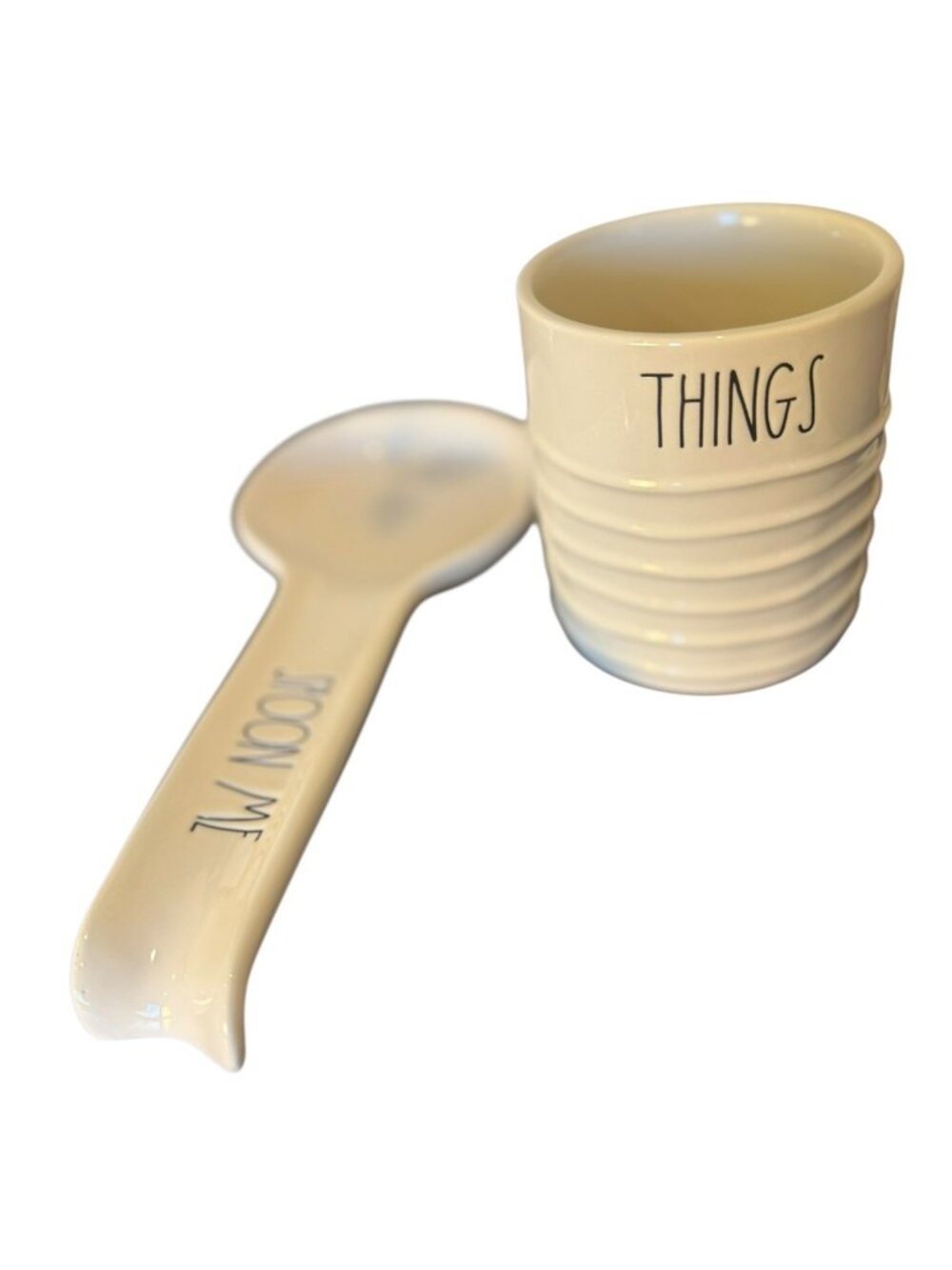 Rae Dunn “Spoon Me” Spoon Rest & “Things” Kitchen Funny Ceramic White Set